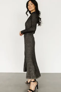 Online Baltic Born Jamelia Pleated Sweater Dress | Black + Gold