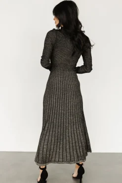 Online Baltic Born Jamelia Pleated Sweater Dress | Black + Gold