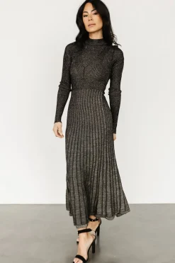 Online Baltic Born Jamelia Pleated Sweater Dress | Black + Gold