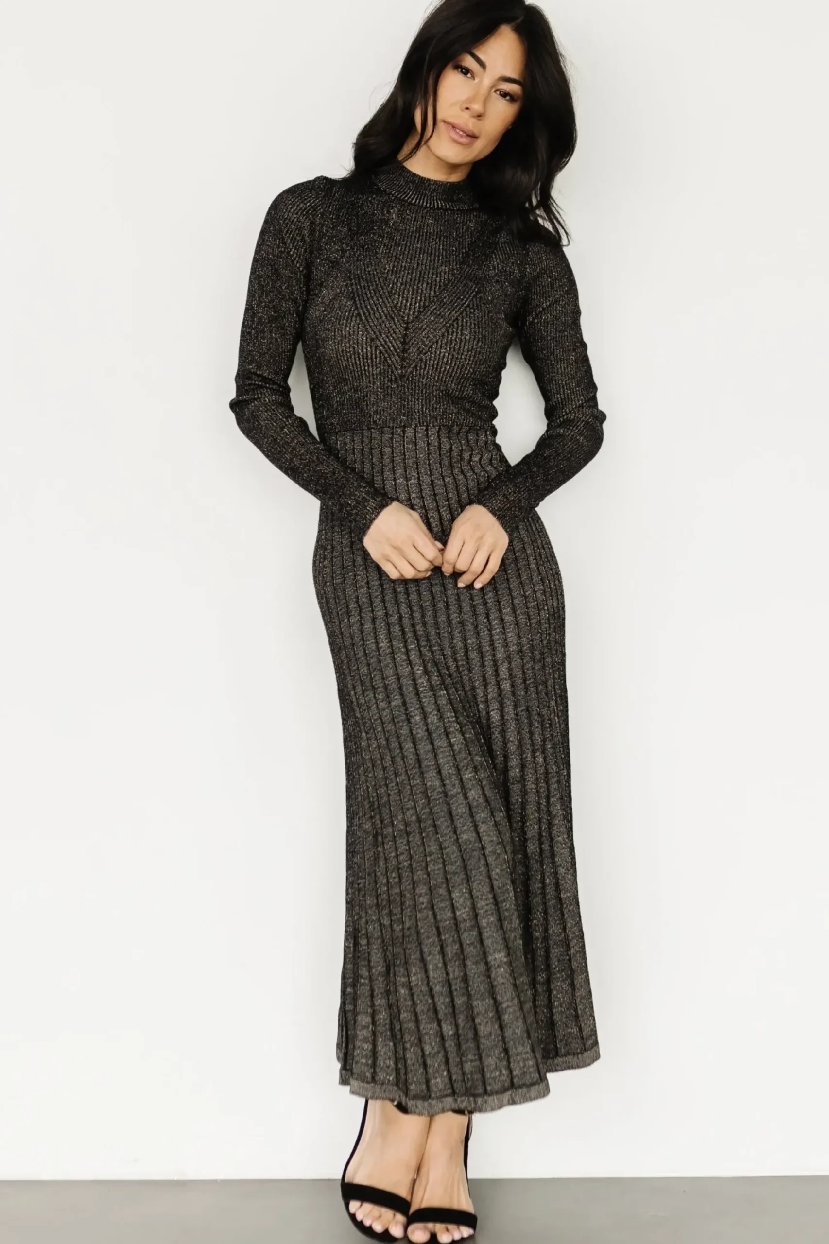 Online Baltic Born Jamelia Pleated Sweater Dress | Black + Gold