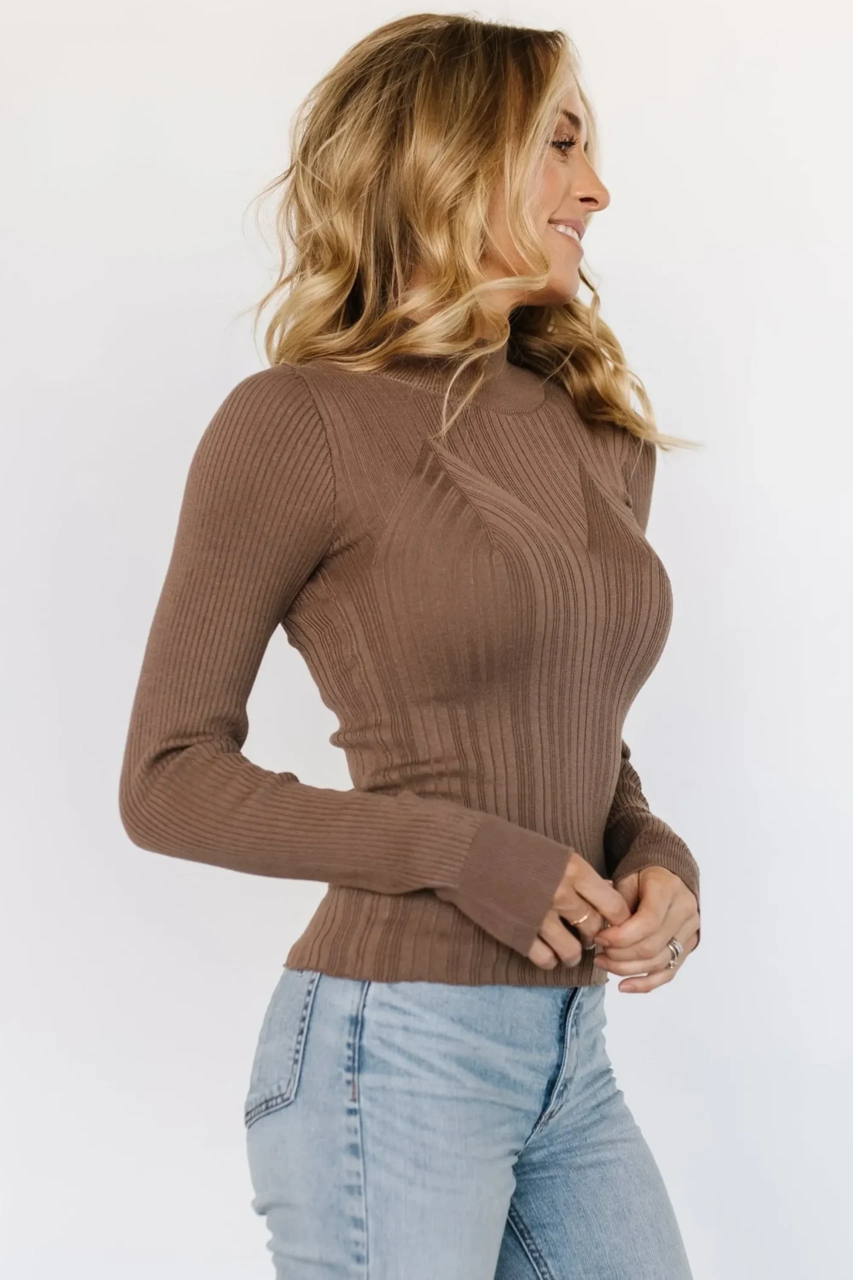 Discount Baltic Born Jamison Ribbed Sweater Top | Brown