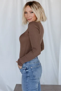 Discount Baltic Born Jamison Ribbed Sweater Top | Brown