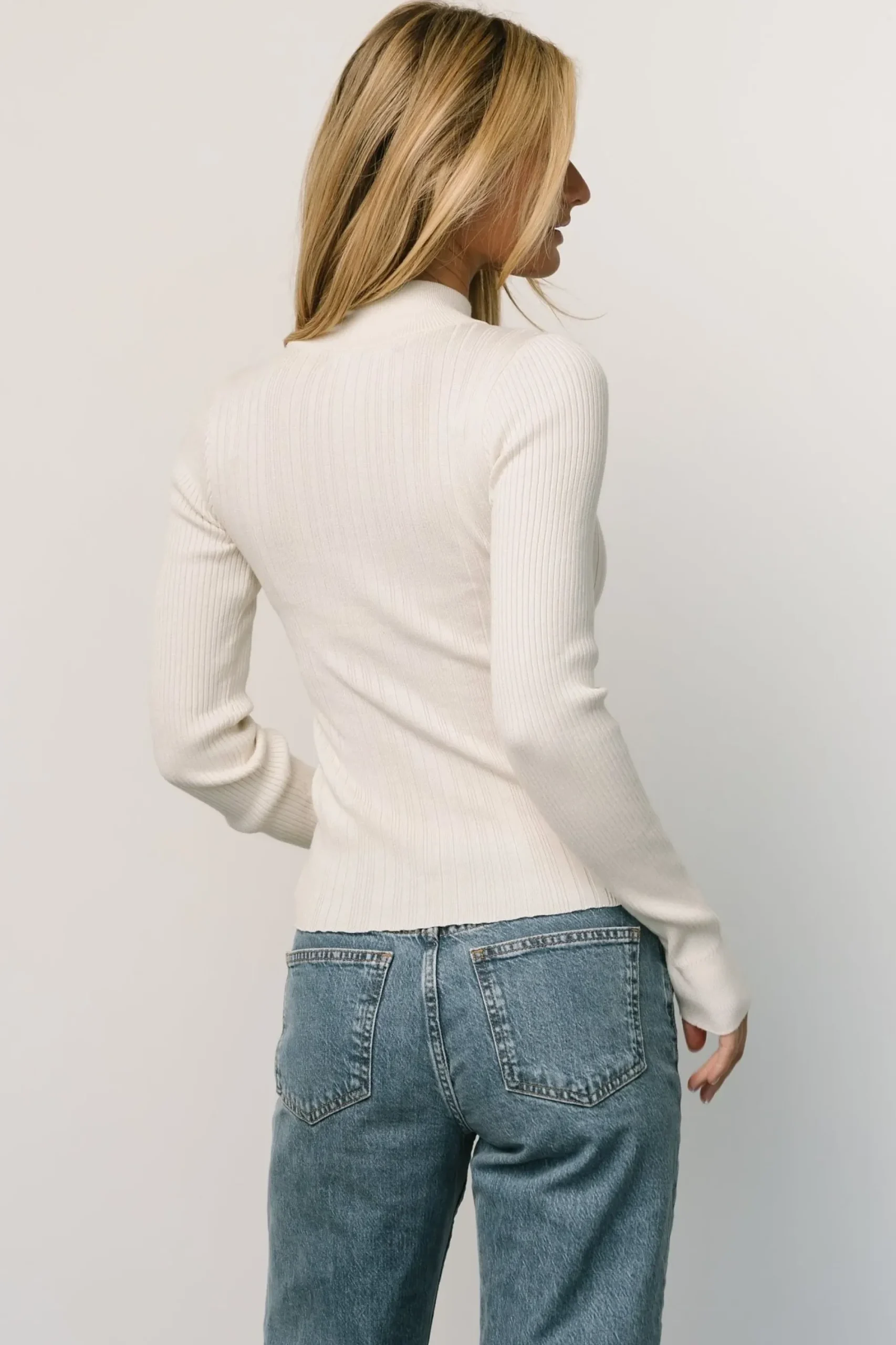 New Baltic Born Jamison Ribbed Sweater Top | Ivory