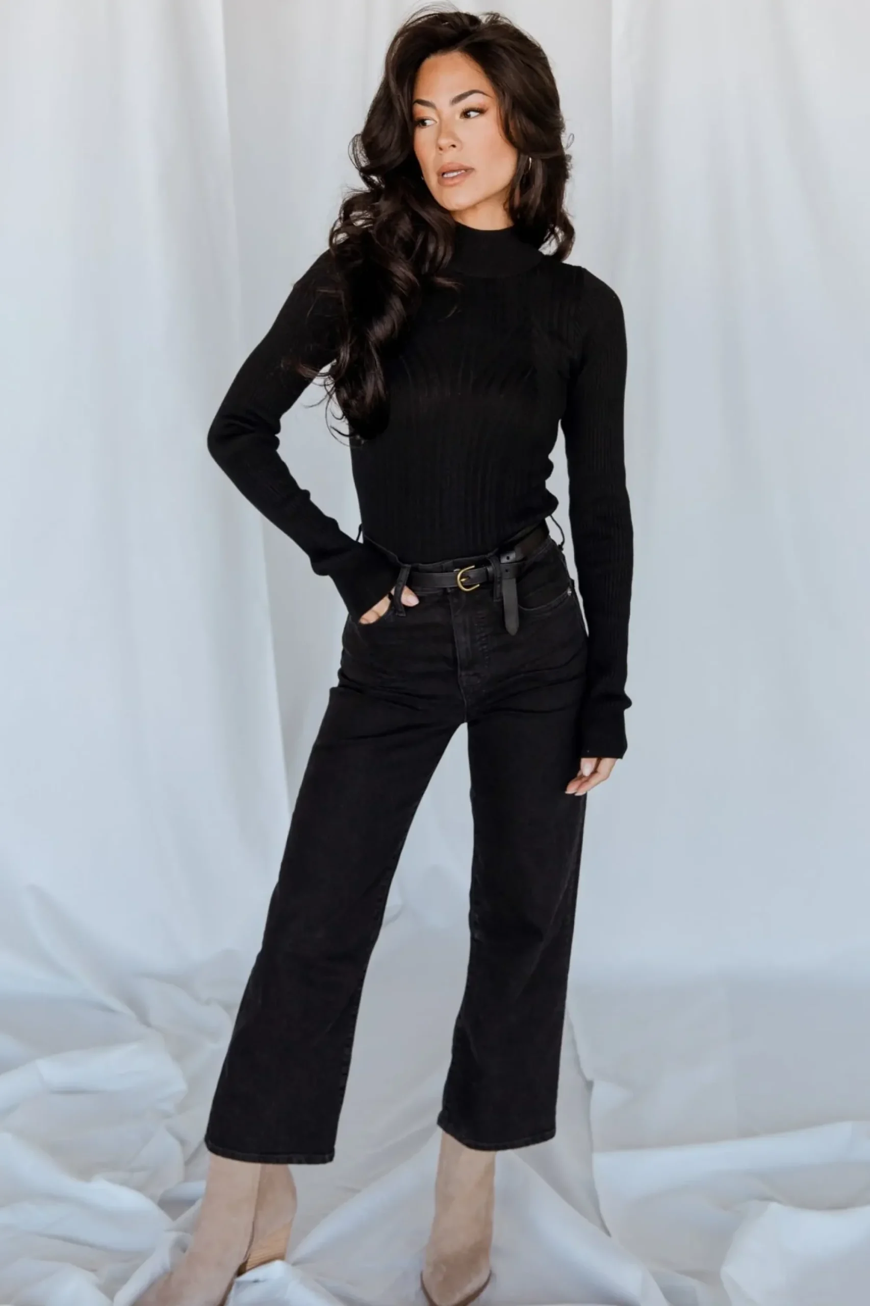 Discount Baltic Born Jamison Ribbed Sweater Top | Black