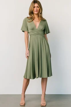 Outlet Baltic Born Janette Midi Dress | Dusty Olive