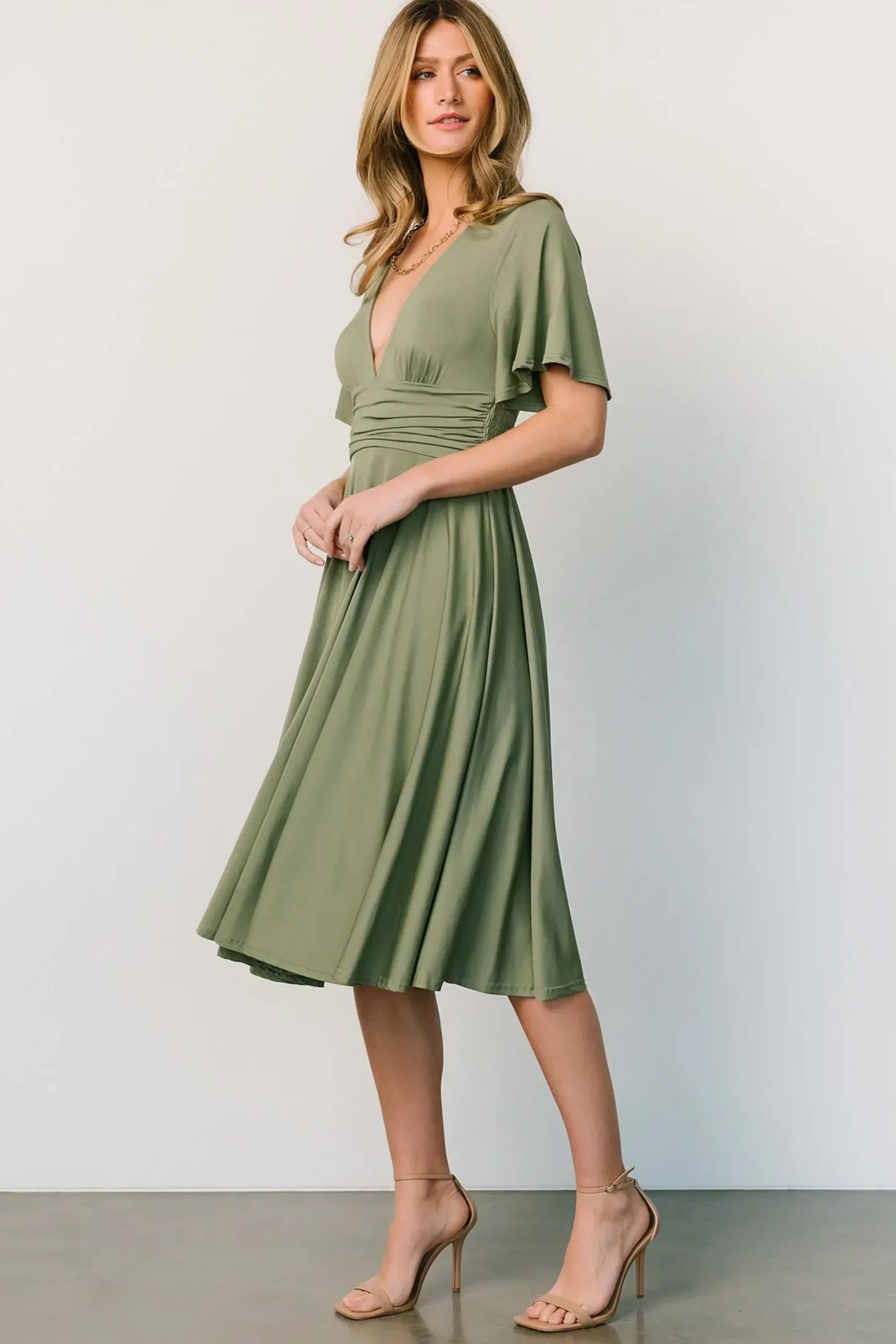 Outlet Baltic Born Janette Midi Dress | Dusty Olive