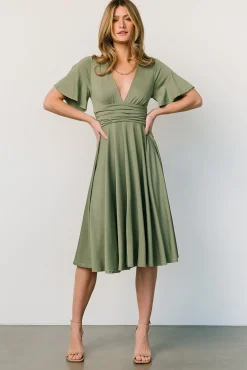 Outlet Baltic Born Janette Midi Dress | Dusty Olive