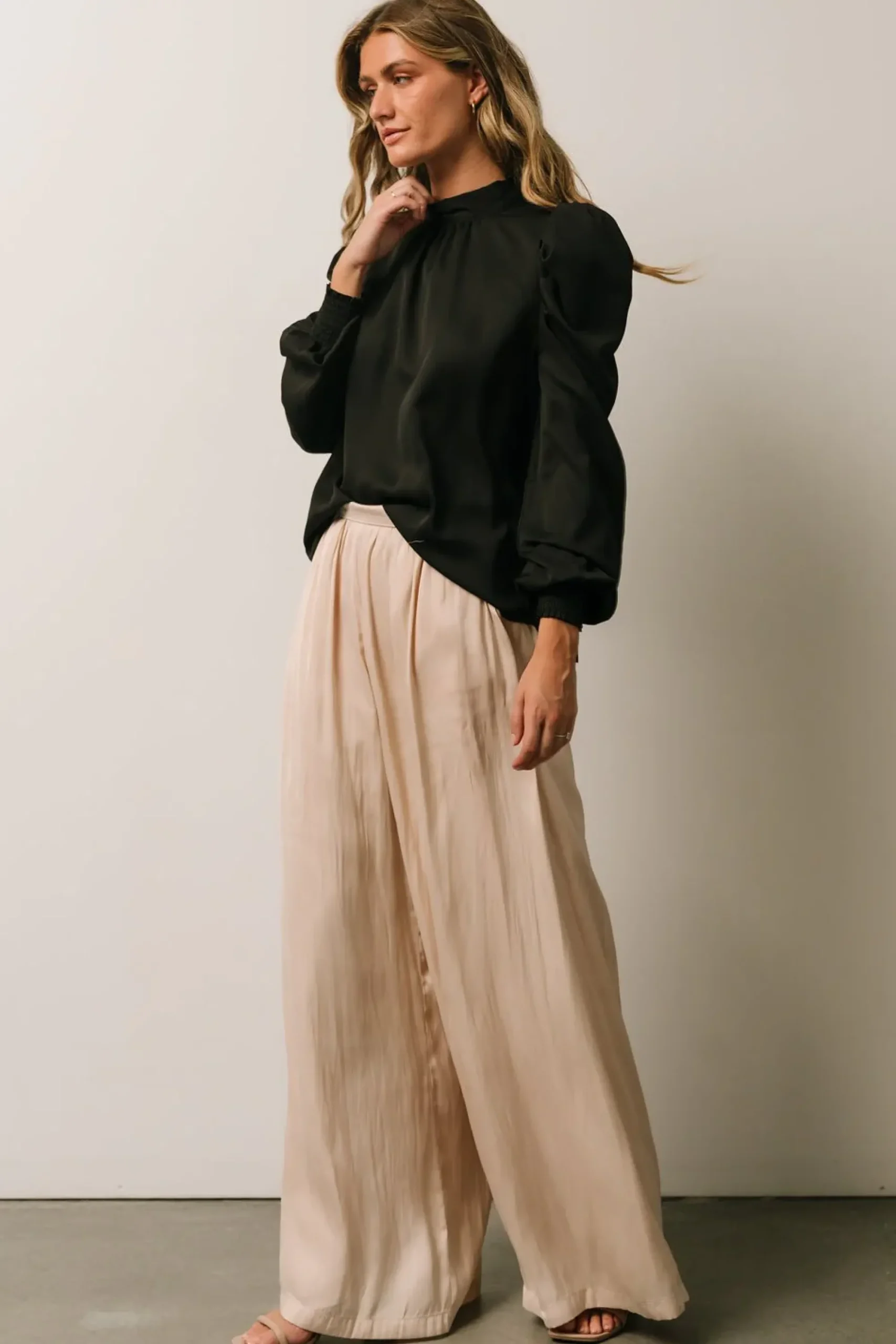 New Baltic Born Jayla Palazzo Satin Pant | Champagne