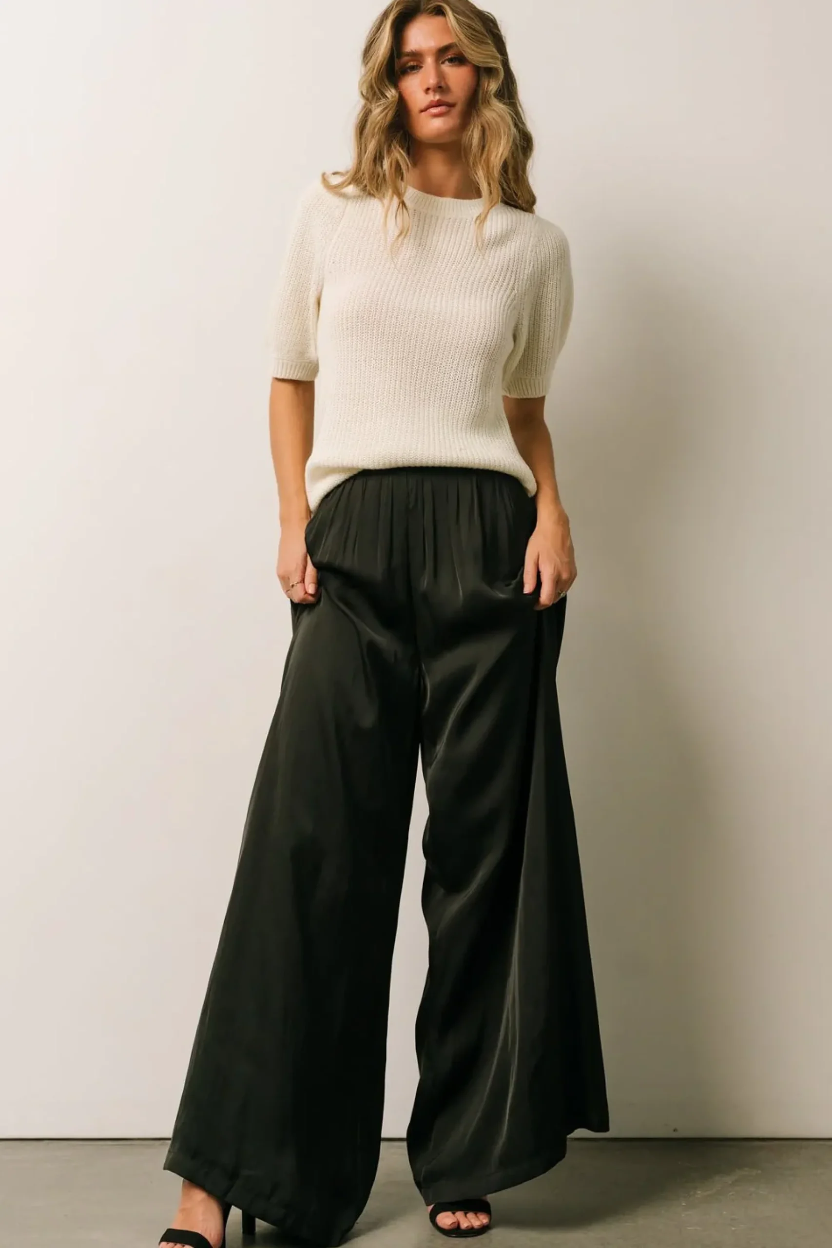 New Baltic Born Jayla Palazzo Satin Pant | Champagne