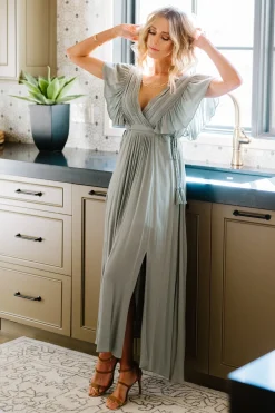 Fashion Baltic Born Jennifer Deep V Maxi Dress | Sage