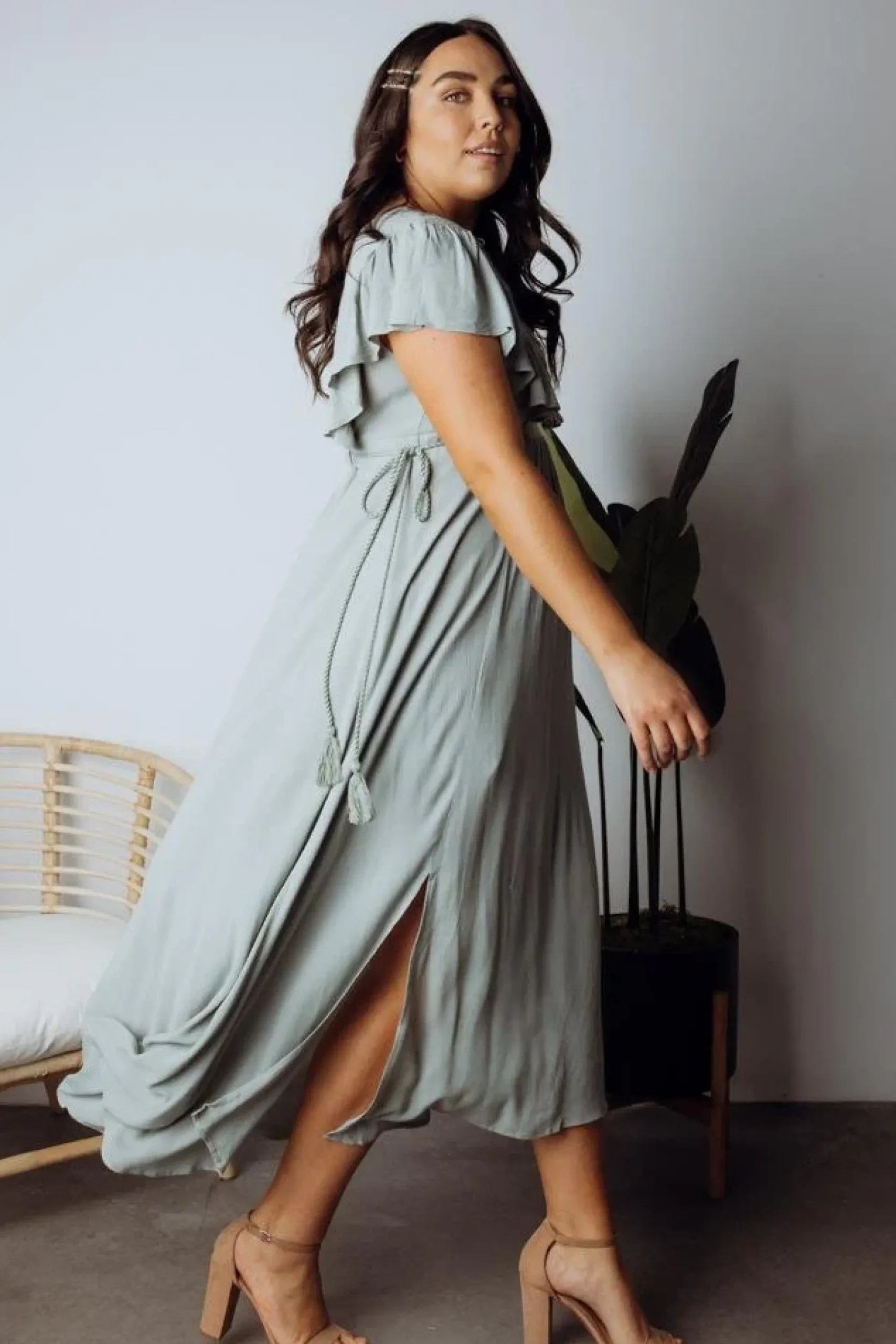 Fashion Baltic Born Jennifer Deep V Maxi Dress | Sage