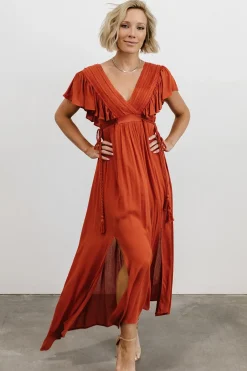New Baltic Born Jennifer Deep V Maxi Dress | Rust