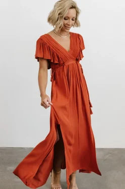 New Baltic Born Jennifer Deep V Maxi Dress | Rust