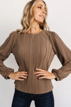 Fashion Baltic Born Jewel Pleated Top | Brown