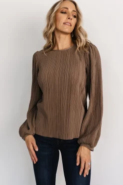 Fashion Baltic Born Jewel Pleated Top | Brown