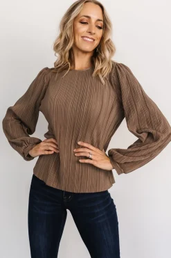 Fashion Baltic Born Jewel Pleated Top | Brown