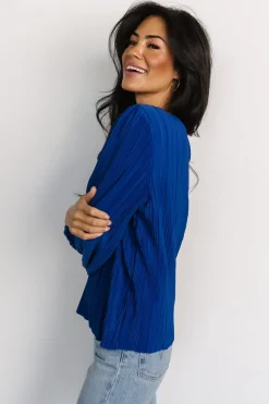 Sale Baltic Born Jewel Pleated Top | Cobalt