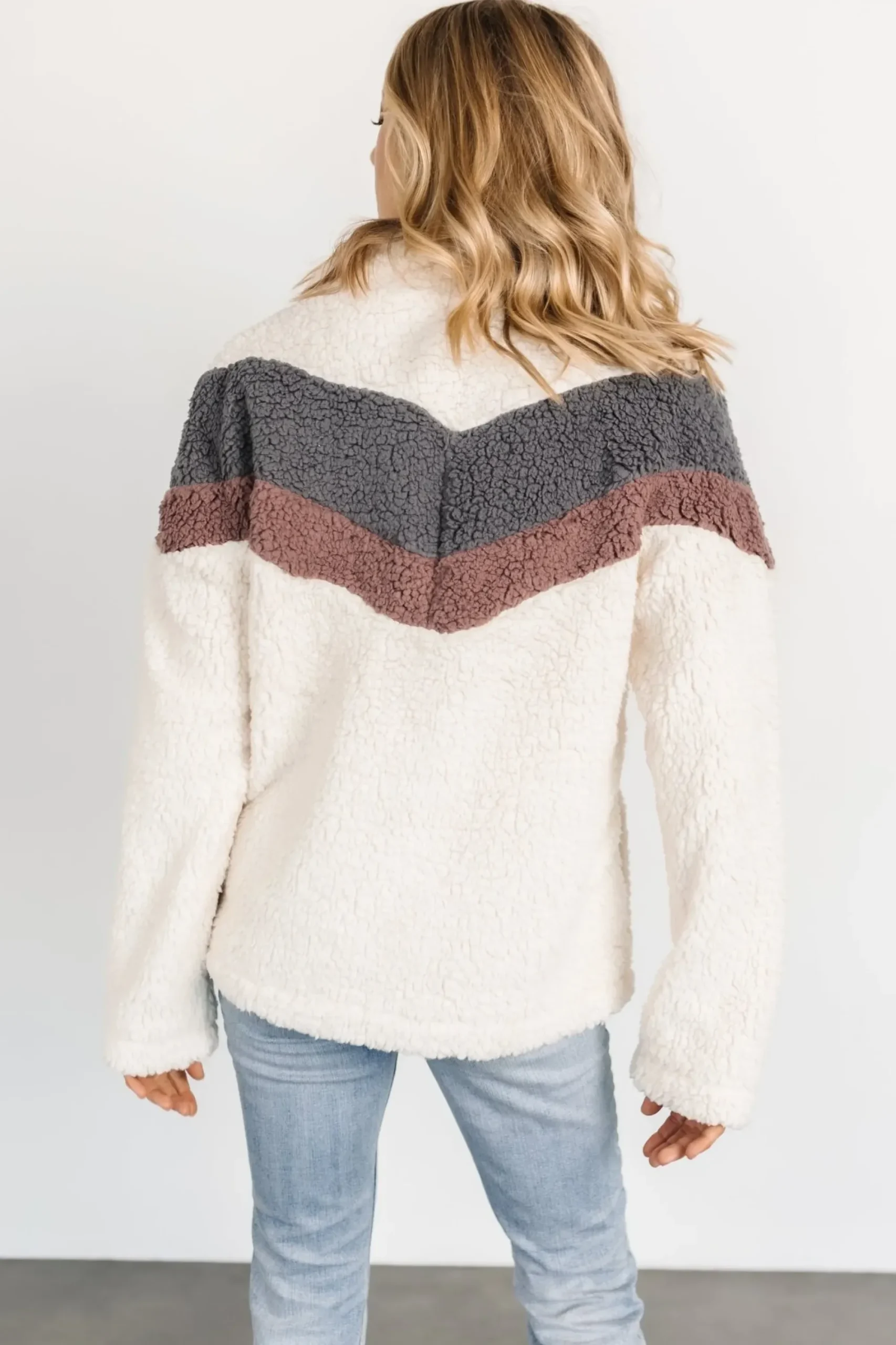 New Baltic Born Jodie Sherpa Jacket | Cream Multi