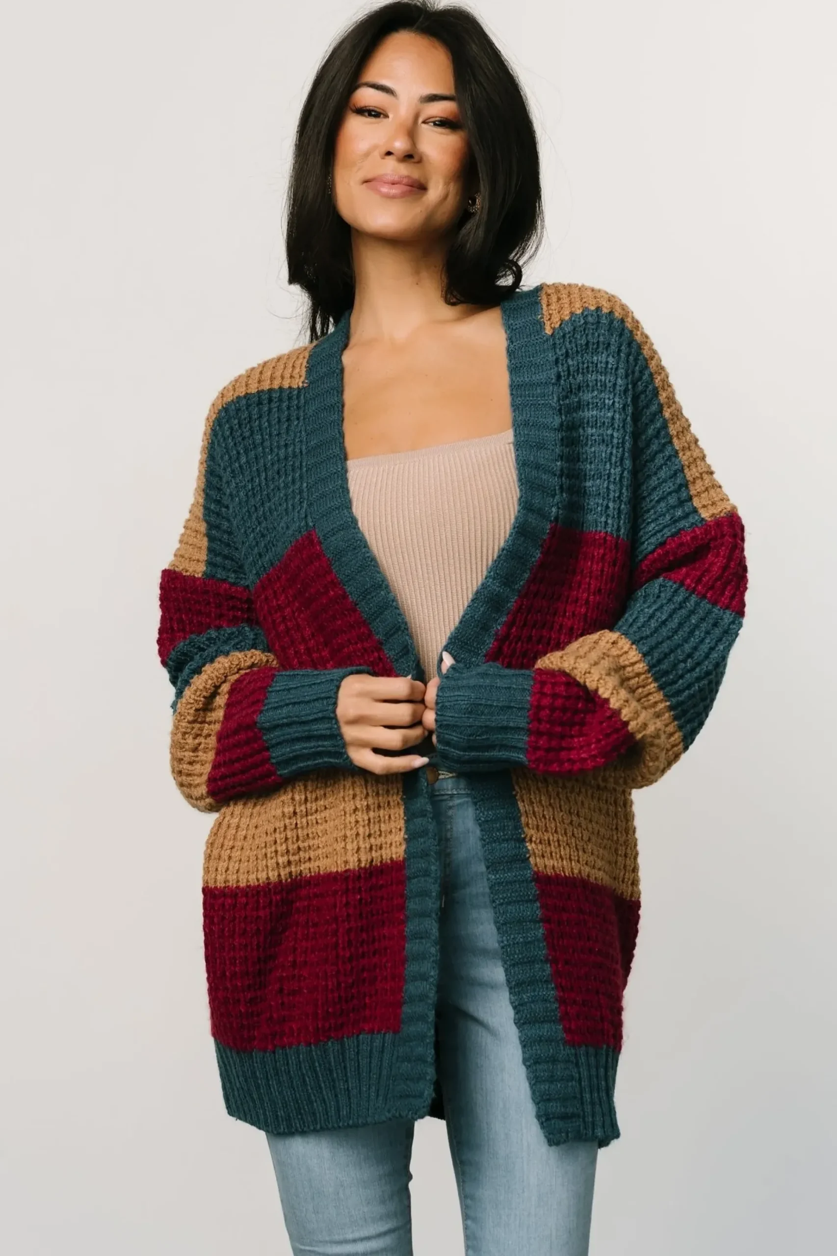 Hot Baltic Born Jonah Chunky Knit Cardigan | Deep Topaz Multi