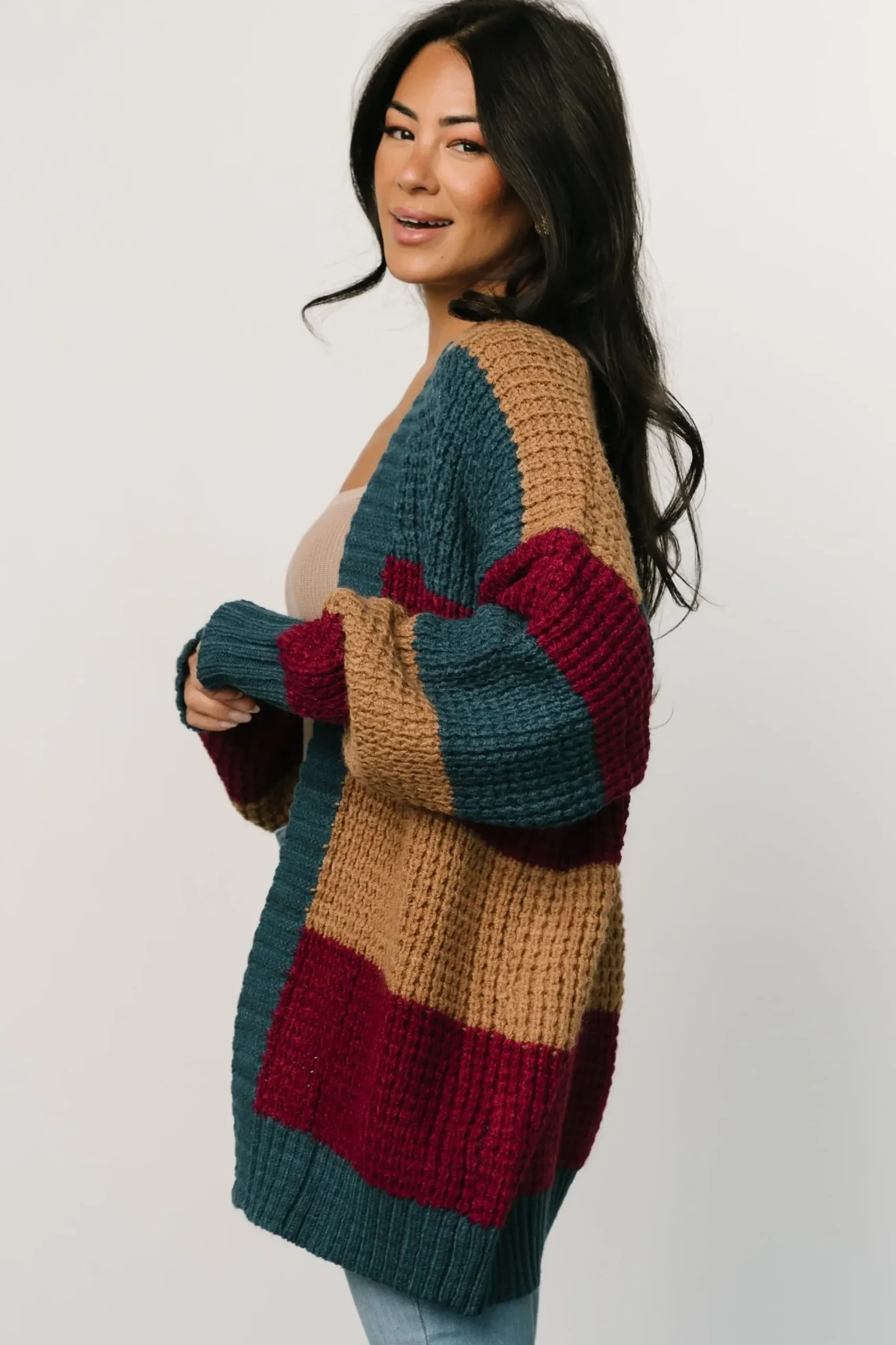 Hot Baltic Born Jonah Chunky Knit Cardigan | Deep Topaz Multi