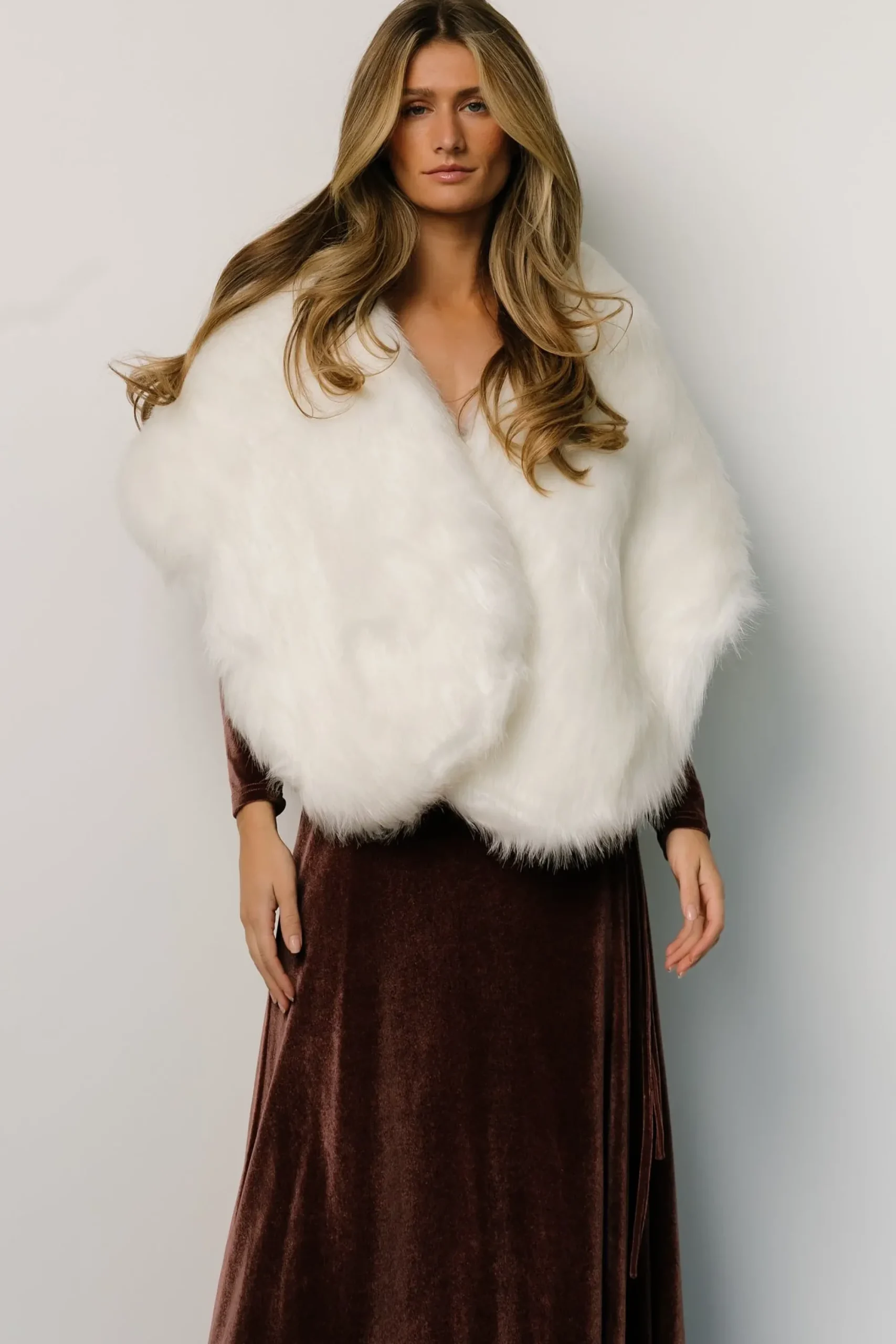 New Baltic Born Jovie Faux Fur Shawl | Pearl