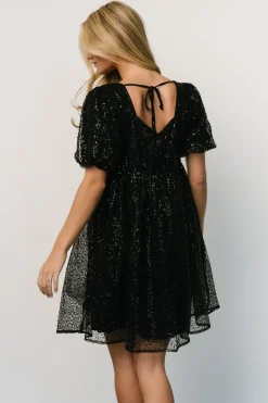 Clearance Baltic Born Joy Sequin Pearl Short Dress | Black