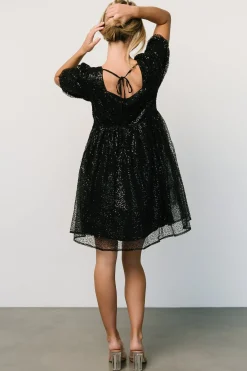 Clearance Baltic Born Joy Sequin Pearl Short Dress | Black