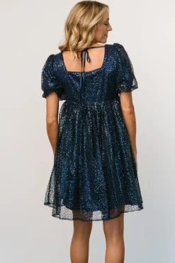 Hot Baltic Born Joy Sequin Pearl Short Dress | Midnight Blue