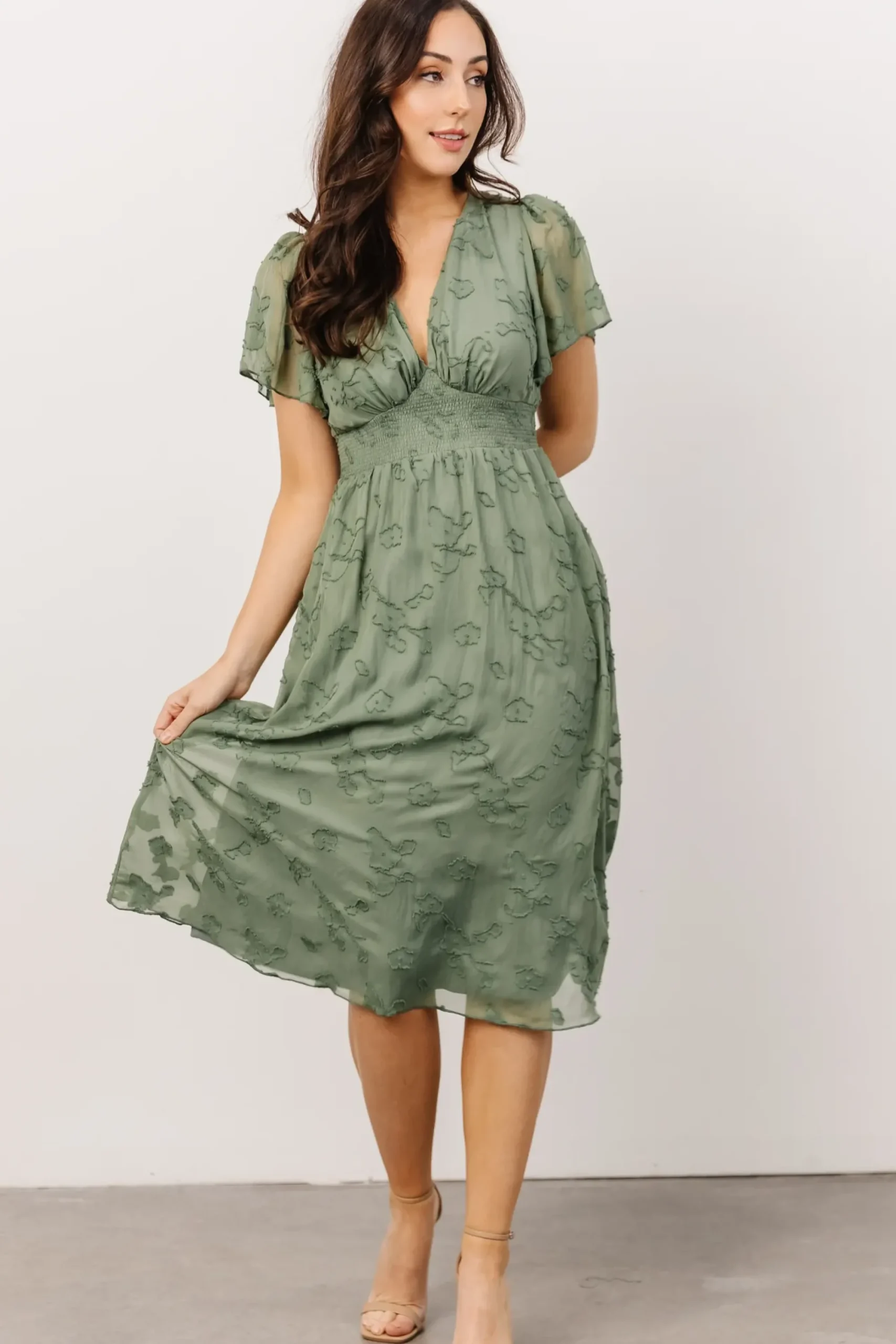 Sale Baltic Born June Smocked Midi Dress | Green