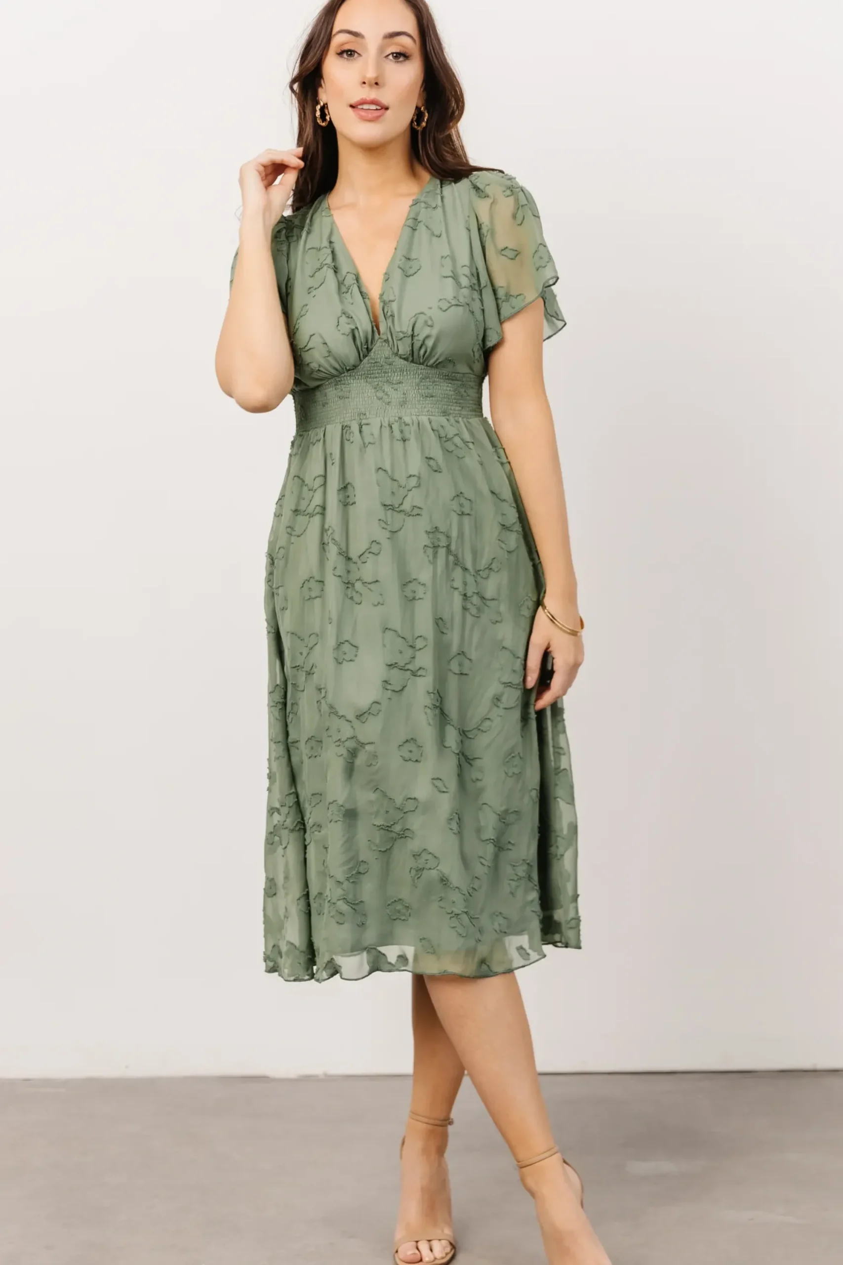 Sale Baltic Born June Smocked Midi Dress | Green