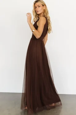 Hot Baltic Born Kamila Tulle Maxi Dress | Espresso