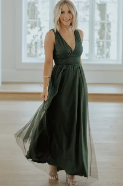 New Baltic Born Kamila Tulle Maxi Dress | Juniper Green