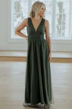 New Baltic Born Kamila Tulle Maxi Dress | Juniper Green