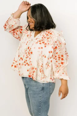 Discount Baltic Born Karlie Long Sleeve Ruffle Top | Ivory + Red Multi