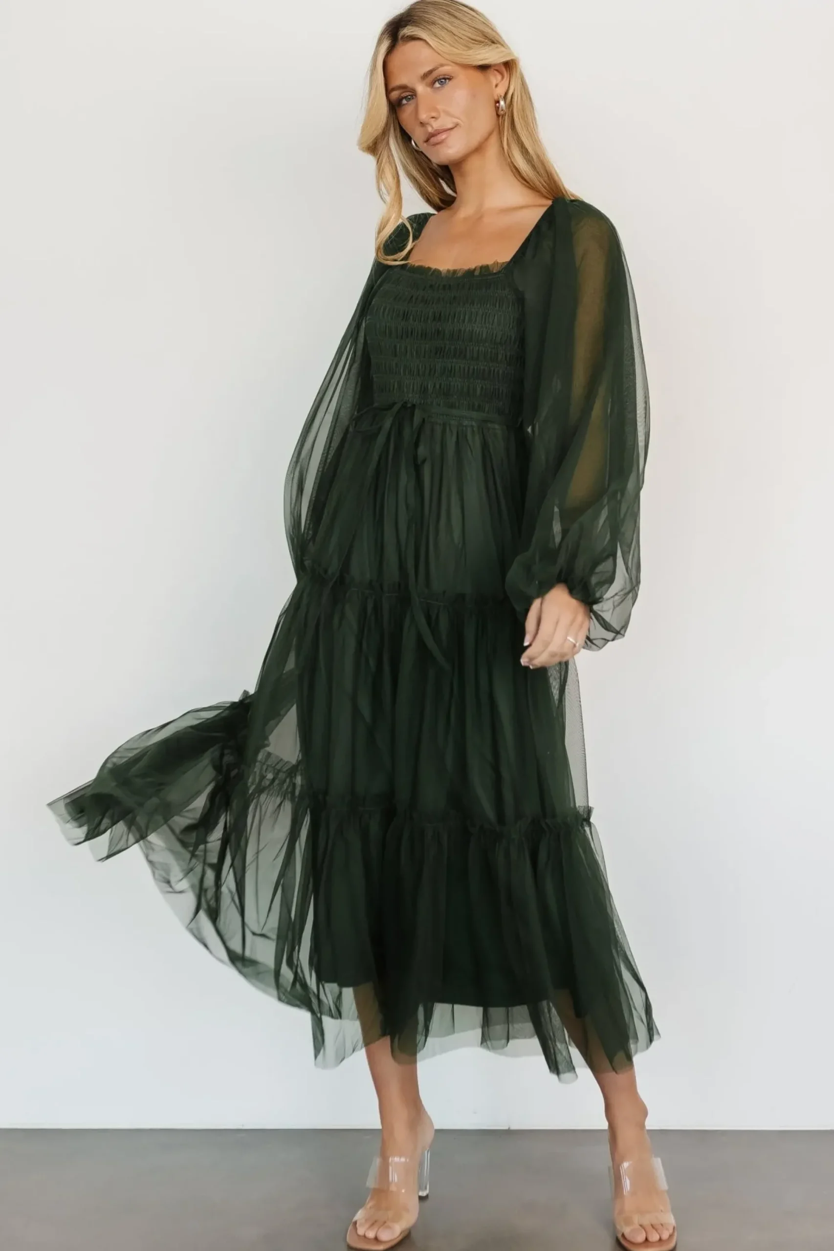 New Baltic Born Katrina Tulle Maxi Dress | Dark Green