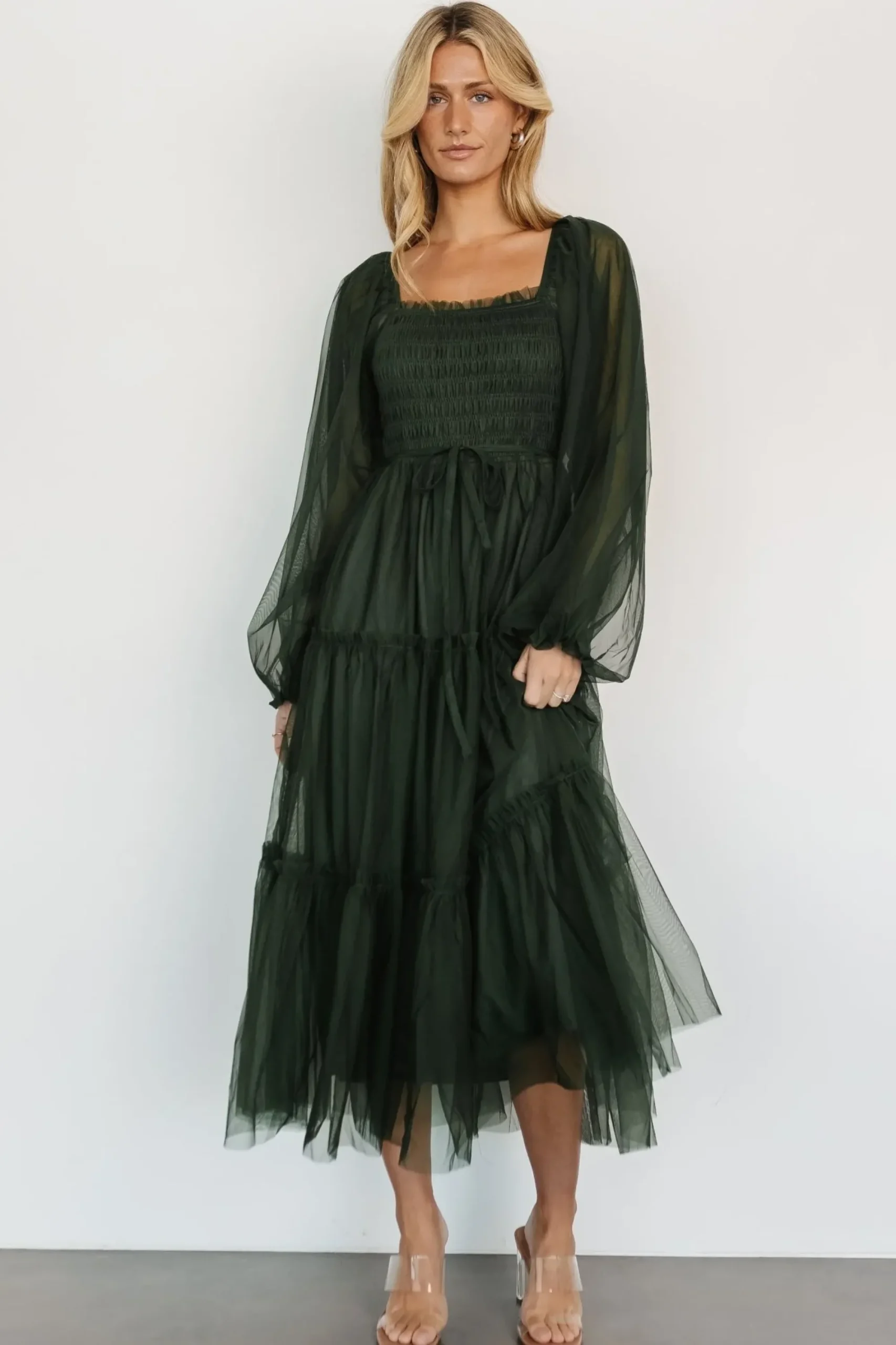 New Baltic Born Katrina Tulle Maxi Dress | Dark Green