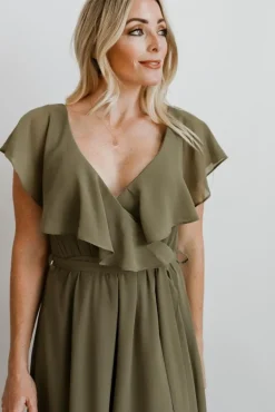 Outlet Baltic Born Katya Ruffle Maxi Dress | Dusty Olive