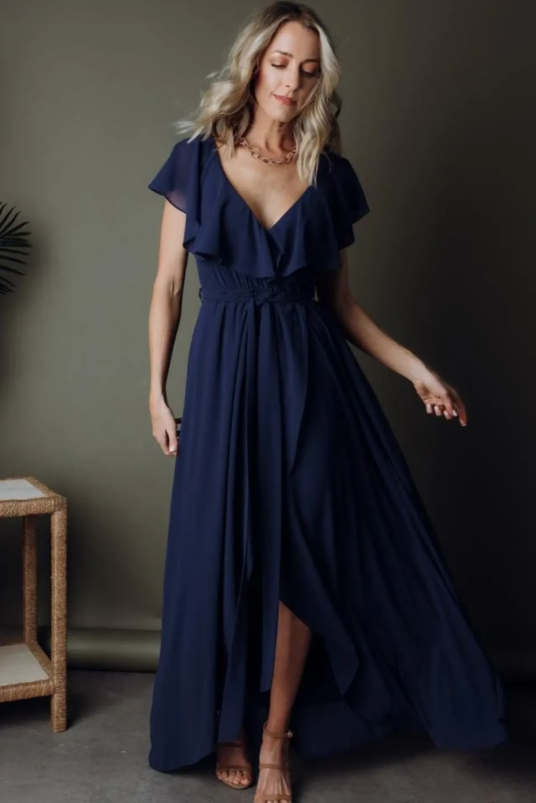 Clearance Baltic Born Katya Ruffle Maxi Dress | Navy