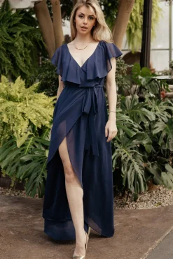 Clearance Baltic Born Katya Ruffle Maxi Dress | Navy