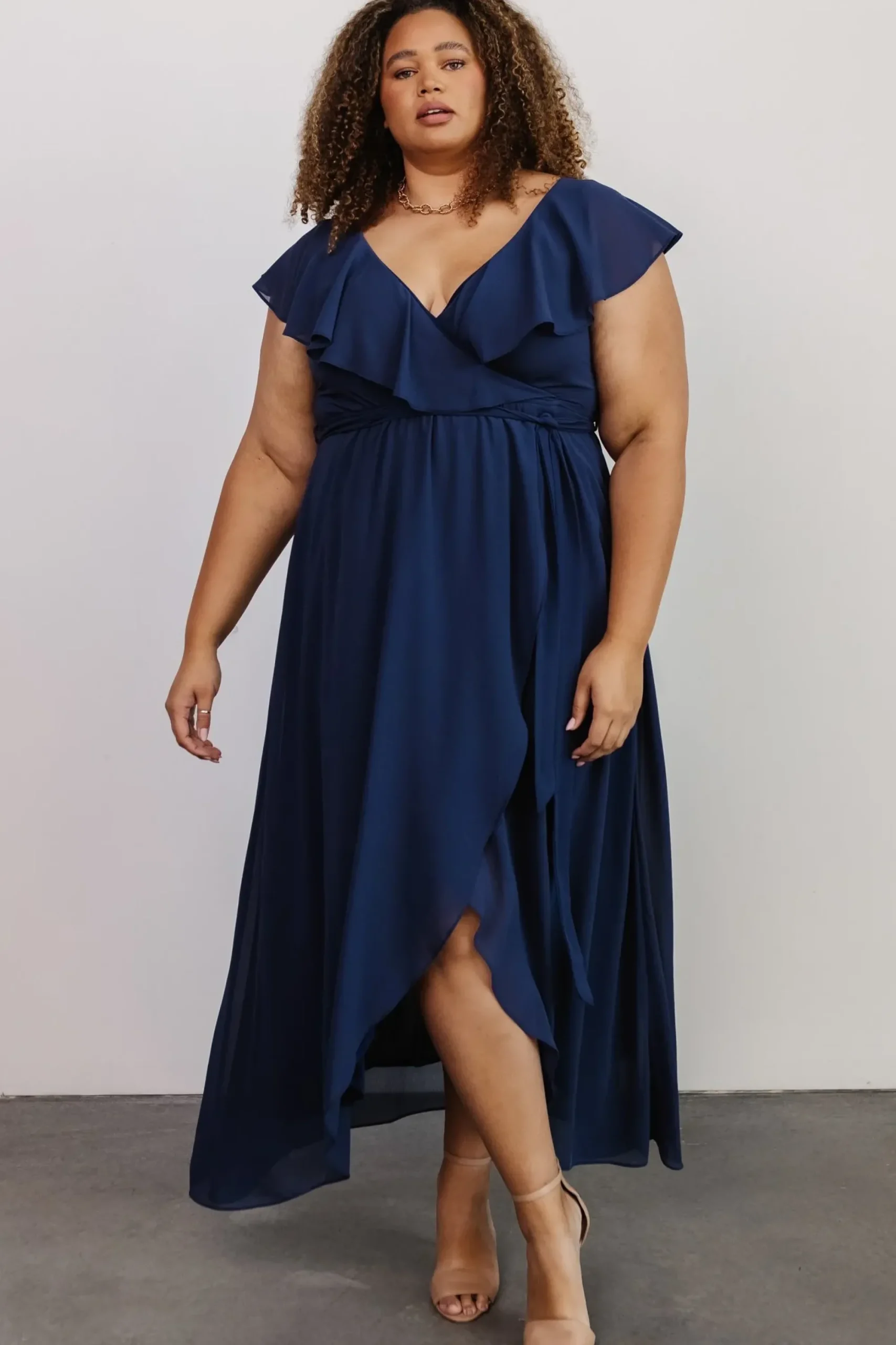 Clearance Baltic Born Katya Ruffle Maxi Dress | Navy