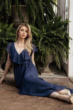 Clearance Baltic Born Katya Ruffle Maxi Dress | Navy