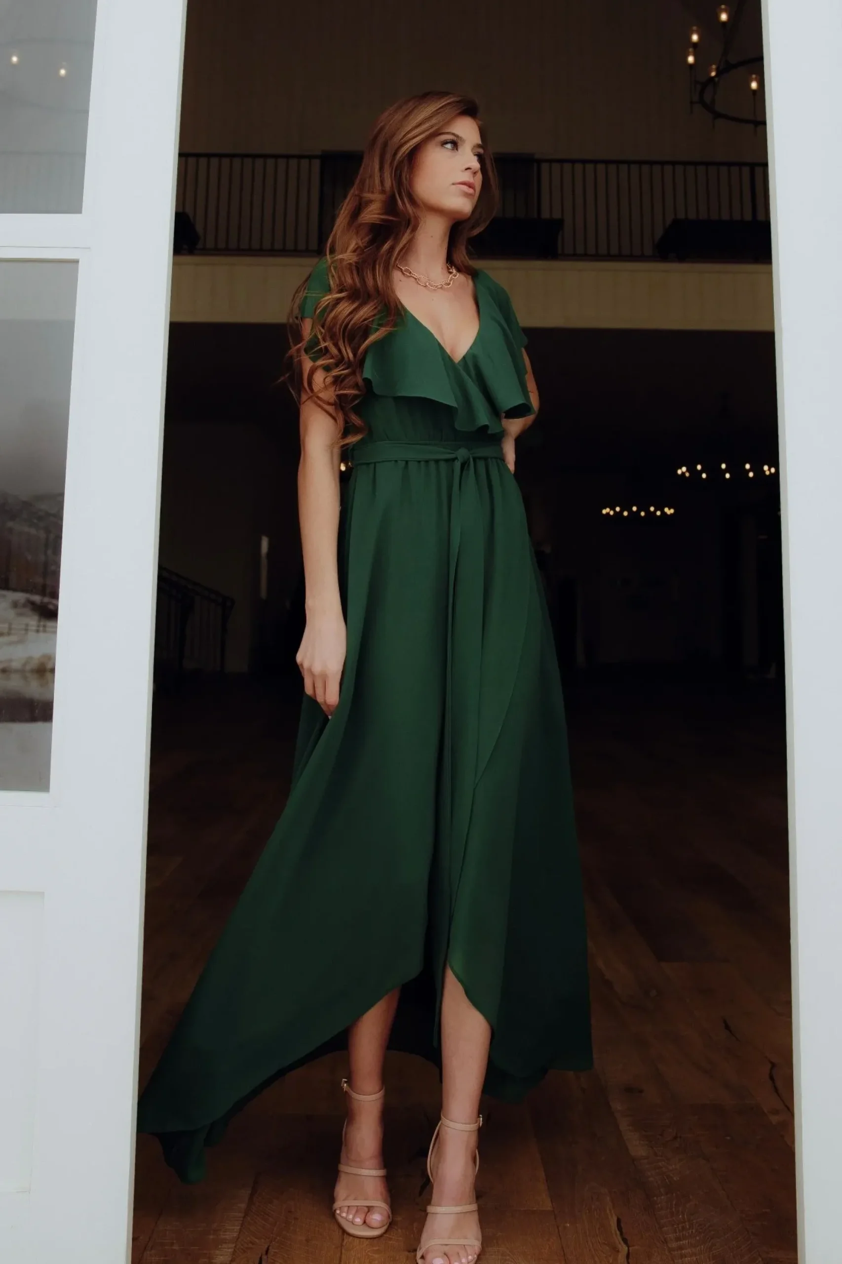 Clearance Baltic Born Katya Ruffle Maxi Dress | Evergreen
