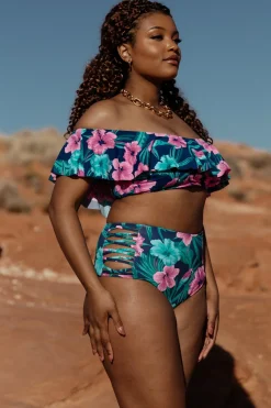 Online Baltic Born Keke High Waisted Bikini Bottom | Navy Tropical Floral