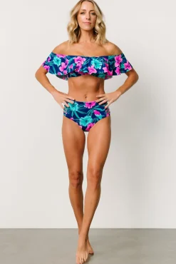 Online Baltic Born Keke Off Shoulder Bikini Top | Navy Tropical Floral