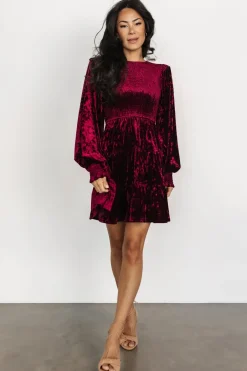 Sale Baltic Born Kele Crushed Velvet Mini Dress | Deep Berry
