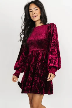 Sale Baltic Born Kele Crushed Velvet Mini Dress | Deep Berry