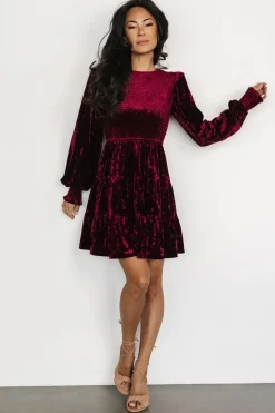 Sale Baltic Born Kele Crushed Velvet Mini Dress | Deep Berry