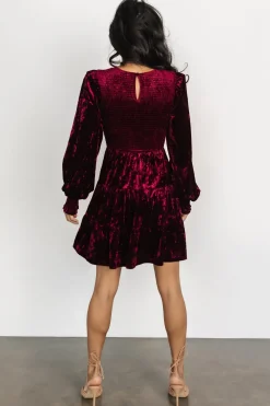 Sale Baltic Born Kele Crushed Velvet Mini Dress | Deep Berry
