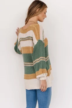 Discount Baltic Born Keller Stripe Sweater | Green + Camel