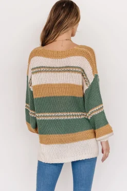 Discount Baltic Born Keller Stripe Sweater | Green + Camel